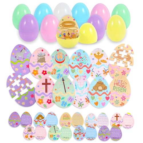 12 Pcs Resurrection Eggs with Matching Religious Easter Story Cards