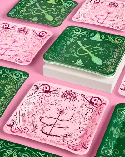 Image of xo, Fetti Pink + Green Witch Paper Plates | 24 pcs | Wizard Party Supplies, Magical Birthday Tableware