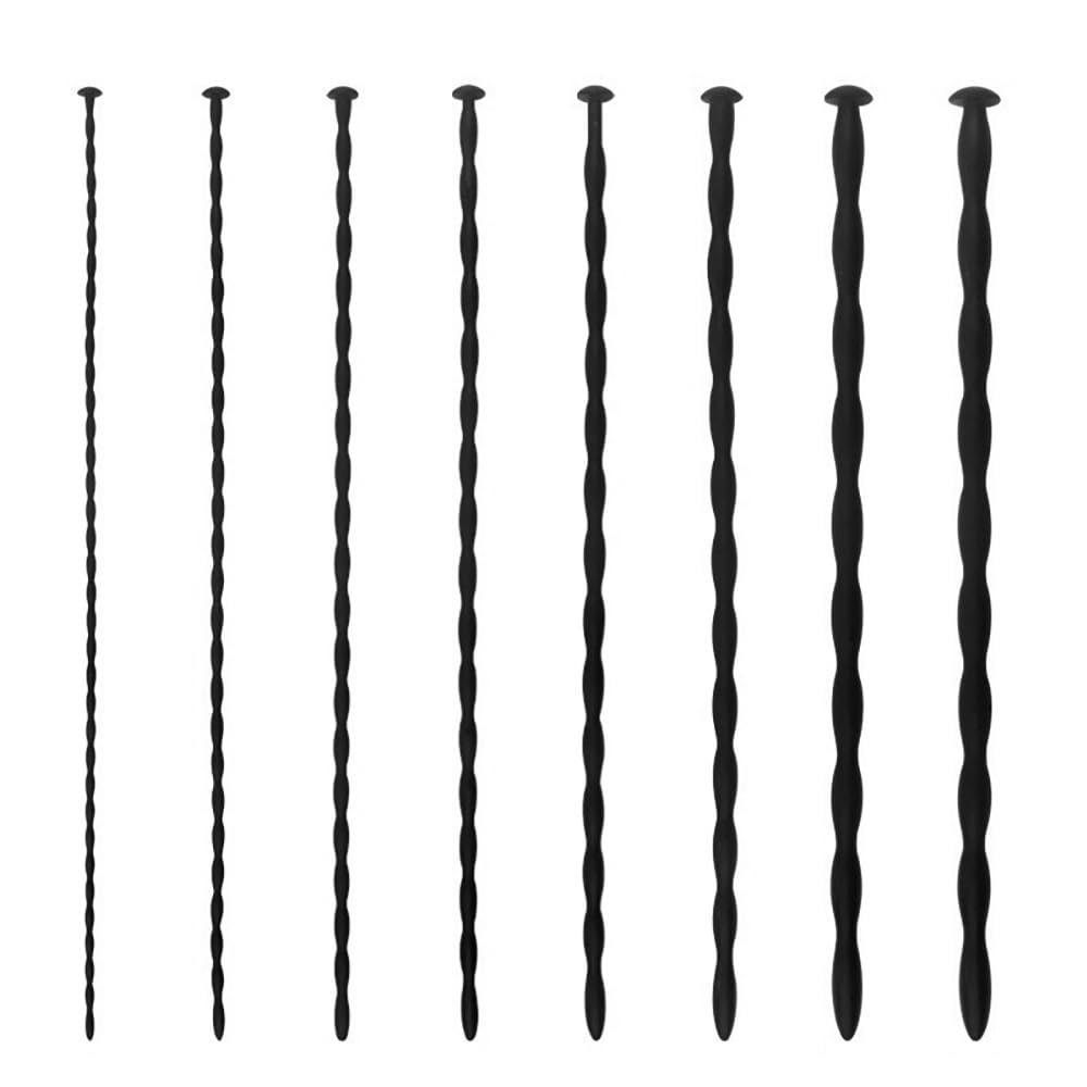 Set dilatatori penieni in silicone 8 pezzi – penis plug e sonde uretrali per uomini, stimolazione prostatica, giochi erotici maschili intensi e sounding uretrale (B)