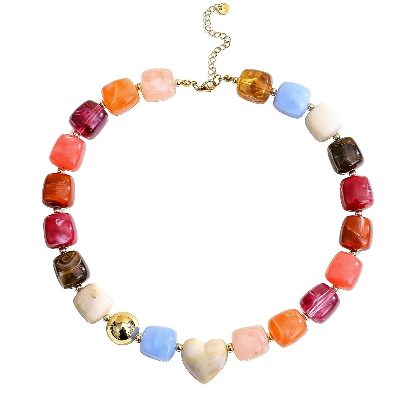 Colorful Resin Chunky Beaded Choker Necklace for Women, Summer Beach Jewelry — view 14