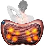 Neck Back Shoulder Heat Pillow Massager for Car Home Office Electronic Massage Pillow Deep Kneading Massager Relax Pain Pillow Cushion Electric Infrared Heating (103 D)