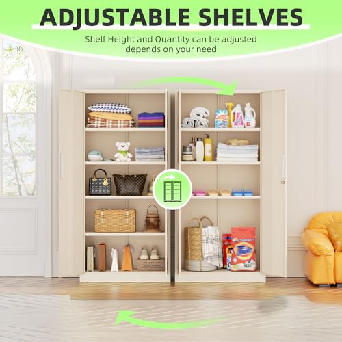 Image of INTERGREAT Tall Metal Storage Cabinet, 72 inch Locking Steel Cabinet with Door and Shelves, Utility Cabinets for Office, Garage,Home,(Gray)