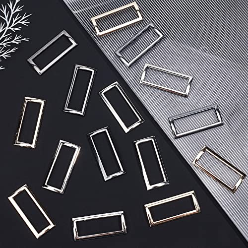 Image of GORGECRAFT 1 Box 3 Colors 15PCS Metal Flat Rectangle Rings Buckle 1-2 /5 inch(35mm) Square Strap Webbing Belt Rings Rectangular Metal Loops Strap for Bag Belt Strap Heavy Duty, Gun Black Gold Silver