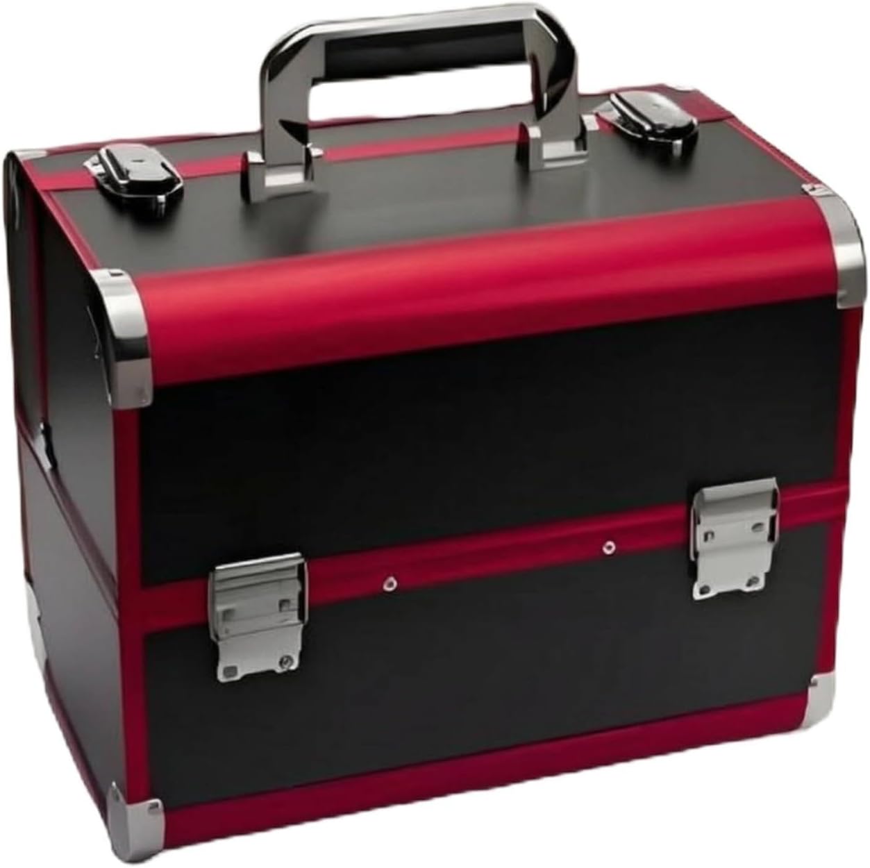 Secure Makeup Case with Trays, Red Black