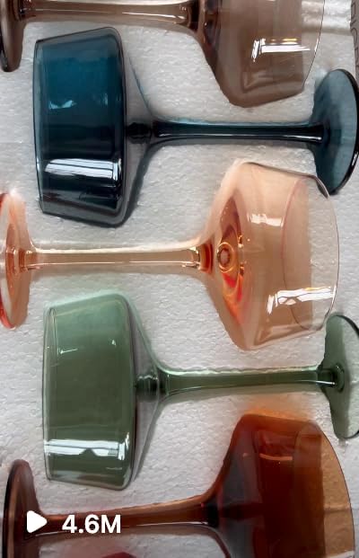 Saludi Colored Coupe Glasses, 10oz (Set of 6) Stemmed Multi-Color Glass - Great for All Cocktail Types and Occasions - Luxury, Durable, Hand-Blown - Image 5