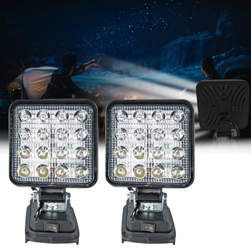 Nizirioo   Lámpara inalámbrica para makita: 2 proyectores de astillero LED, 18 V, 27 W, con 16 perlas súper luminosas, lámpara de trabajo y bolsillo para astillero