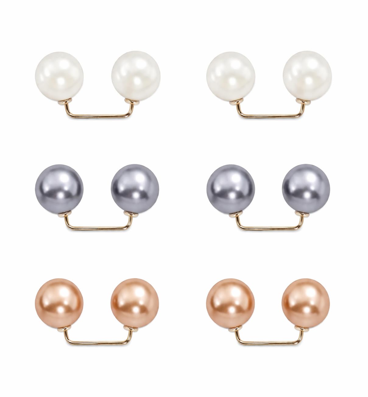 dixitheaven Pearl Brooch Clothing, Non-Slip Safety Pins for Dress Waist Cinching, Collar Adjustment, Scarf Fastening, Fashion Accessories, 0.43 Inch Imitation Pearl Buttons (6 Pcs)-picture-1