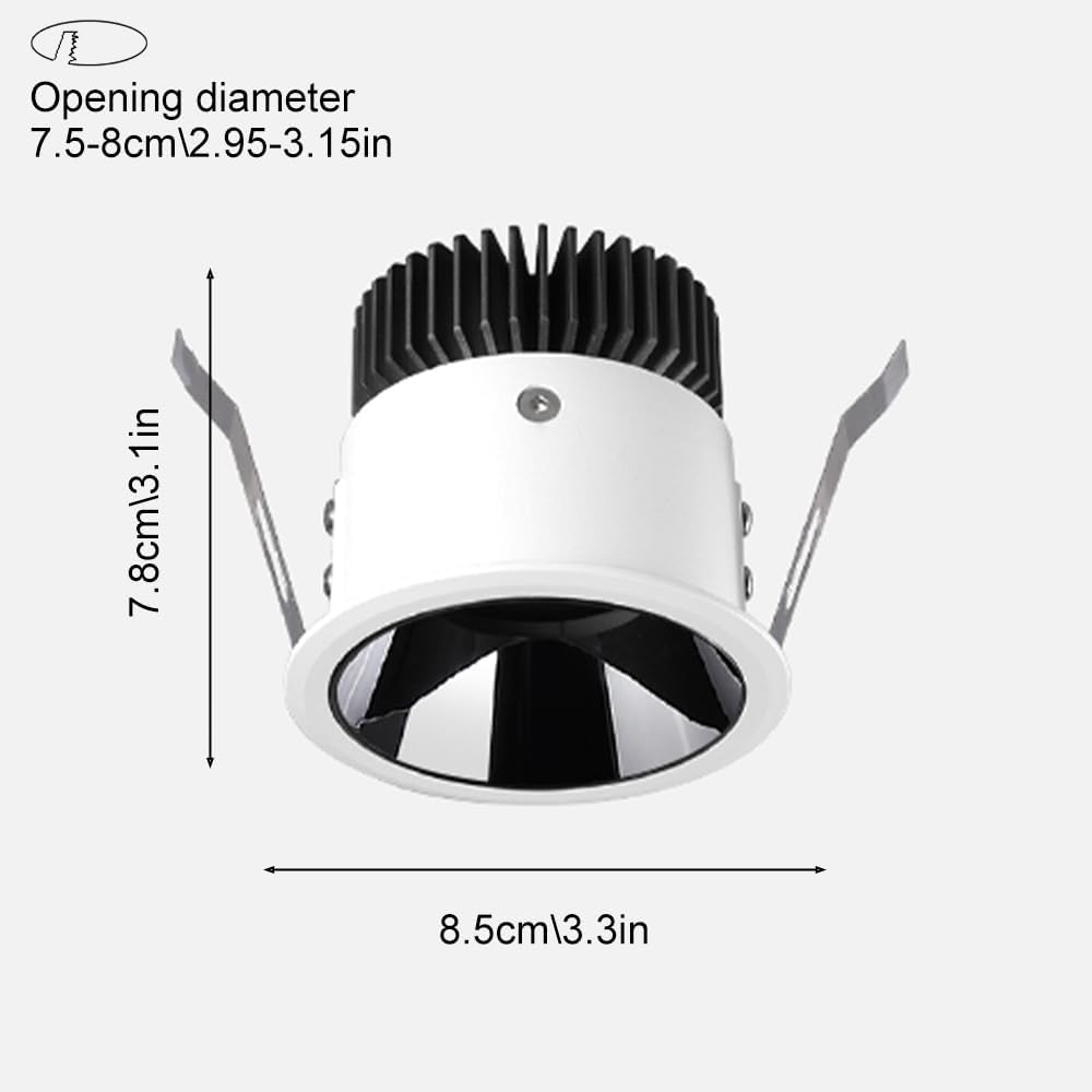 LED Spotlight Recessed Spot Lights 3.3″ Ceiling Downlight Accent Lamp Flush Mount Spotlights Directional Ceiling Lighting Fixture for Living Room Bedroom Shop Cafe Bar