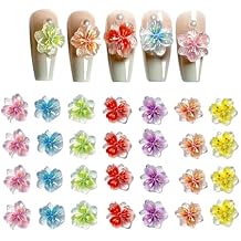 50pcs 3D Flower Nail Charms, Mixed Color Nail Art Charms, Resin Flower Petals Floral Nail Jewels Nail Decorations for Nail Art DIY Nail Accessories Nail Supplies for Women Girls
