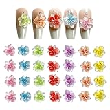 50pcs 3D Flower Nail Charms, Mixed Color Nail Art Charms, Resin Flower Petals Floral Nail Jewels Nail Decorations for Nail Art DIY Nail Accessories Nail Supplies for Women Girls