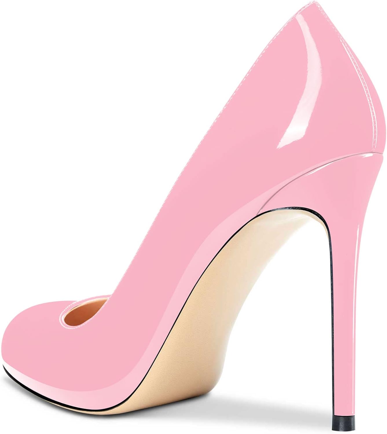 Aachcol Women Stiletto Pumps Close Round Toe High Heel Slip-on Shoes Wedding Office Classic 4 Inches