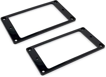 Black Humbucker Pickup Mounting Ring for Import Guitars 1/8 Inch 89mm x 45mm x 3mm 2-pack Flat Bottom HR3300F-BLK