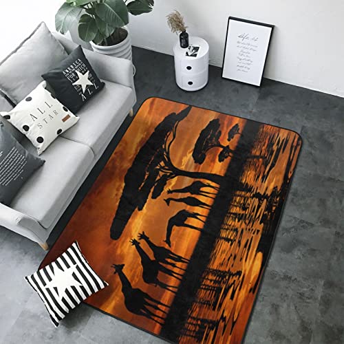 Africa Giraffe Majestic Tree Printed Area Rugs For Living Room Carpet Large Floor Rug Floor Mat For Bedroom Home Dining Room Playroom 80X58 Inch #TOP2