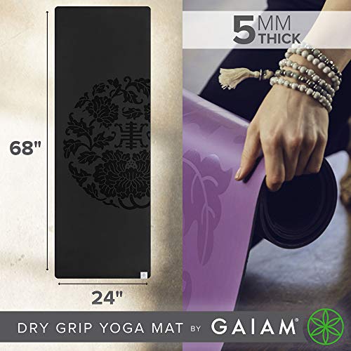 Gaiam Yoga Mat - Premium 5Mm Dry-Grip Thick Non Slip Exercise & Fitness Mat For Hot Yoga, Pilates & Floor Workouts (68"L X 24"W X 5Mm) - Black #TOP2