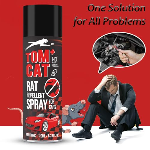 Image of Tom Cat No Entry Rat Repellent Spray for Cars - Long-Lasting | Easy Spray Nozzle, Leak-Free, Up to 1-Year Effectiveness | Includes Protective Glove & Mask - Pack of 1 | 118 ML - Formulation 1X