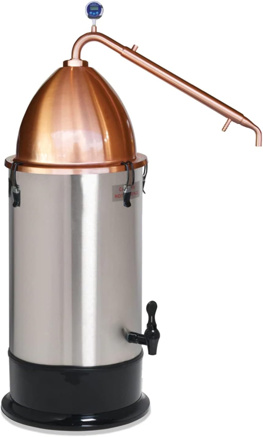 The Homebrew Shop Alembic Pot Still with T500 Boiler (110 Volt, 25L Stainless Steel, Manual Operation)