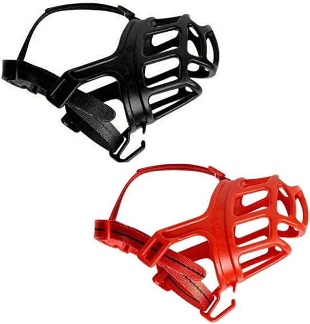 RvPaws Breathable Basket Muzzles - Barking and Chewing Safety Guard for Aggressive Dogs (Color As Per Available) - Medium