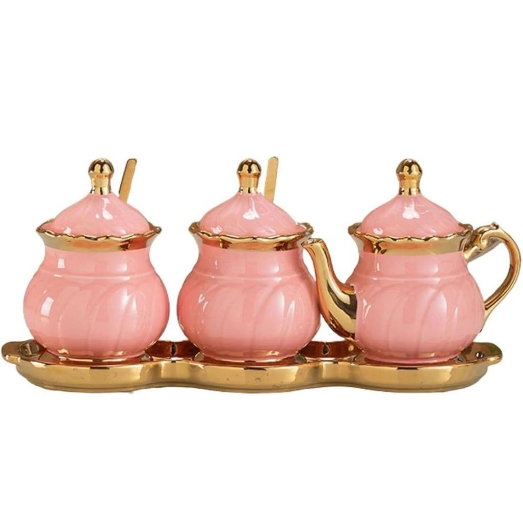 BCJMKDX Fermenter. Ceramic Condiment Jar Set With Lid Seasoning Container Pot Spice Organizer Set For Salt Pepper Sugar(C)