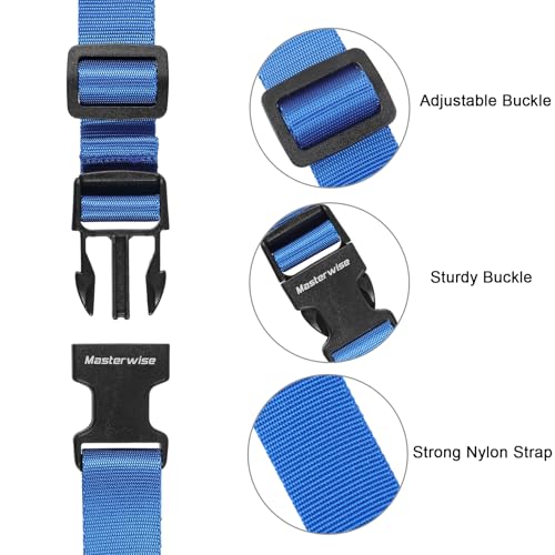 Image of Buckle Straps, Adjustable Nylon Straps, Blue 4 Pack (6'x1 inch) | Packing Strap Nylon Travel Belt Nylon Backpack Accessory with Buckle Clips for Suitcases, Packing, Travel, Hiking
