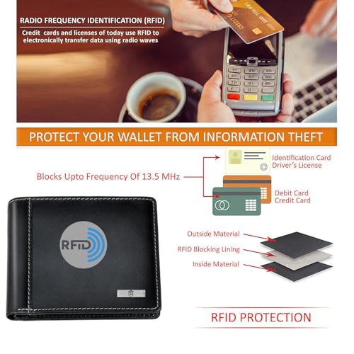 Image of HORNBULL Cherry Leather Wallet for Men | Genuine Leather Wallet with RFID Blocking | Purse for Men (Black)