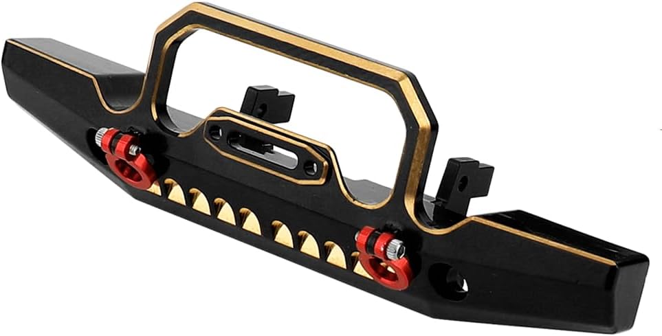 Heavy Duty Brass Black Coating Front Rear Bumper with Bumper Mount for 1/18 RC Crawler Car TRX4-M Defender Metal Upgrade Parts (Front Bumper)