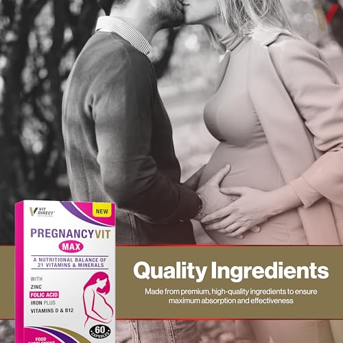 Vit Direct - Pregnancy VIT Max Capsules - 60 Capsules - with Zinc, Folic Acid, Iron, Vitamin D & B12 - Contains 21 Vitamins & Minerals - Pregnancy Vitamins for Women - Reduces Tiredness & Fatigue - Image 2