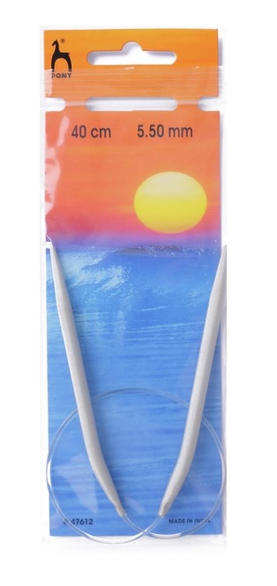 Pony Classic Circular Knitting Needles Aluminium 40cm 5.5mm - 1pc, Grey, 40cm x 5.50mm