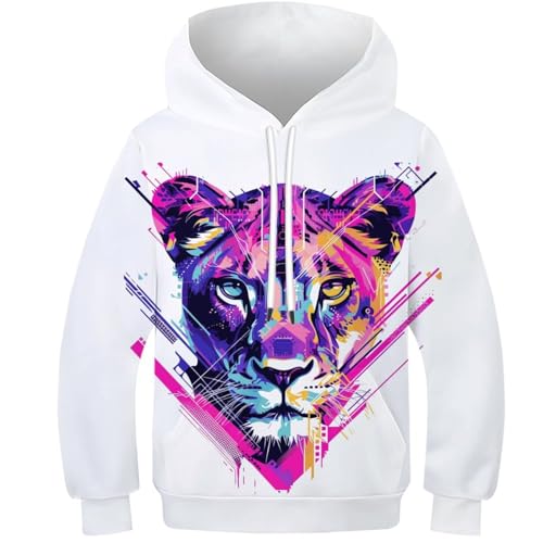 Sweat-shirt poches à cordon enfants motif imprimé léopard chaud