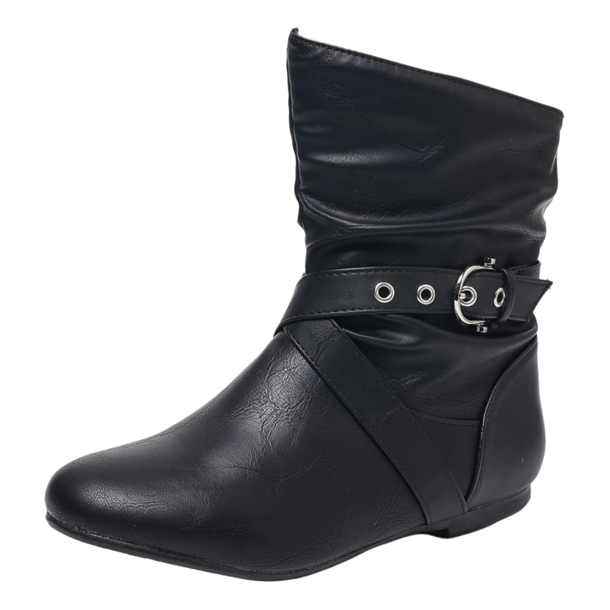 AtXiteli Women’s Low Heel Fall Ankle Boots - Comfortable Flat Booties with Locking Strap, Short Casual Style