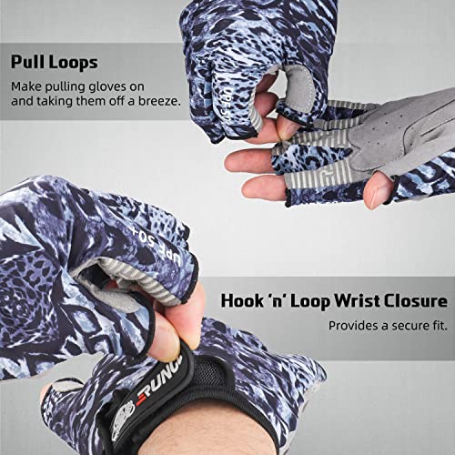Runcl Fingerless Gloves Raguel, Fishing Gloves, Sun Glove - Upf 50+ Sun Protection, Microfiber-Tech Safeguard, Half-Finger Style, Breathable Ventilation - Kayaking, Cycling, Gardening (Black Camo,S-M) #TOP5