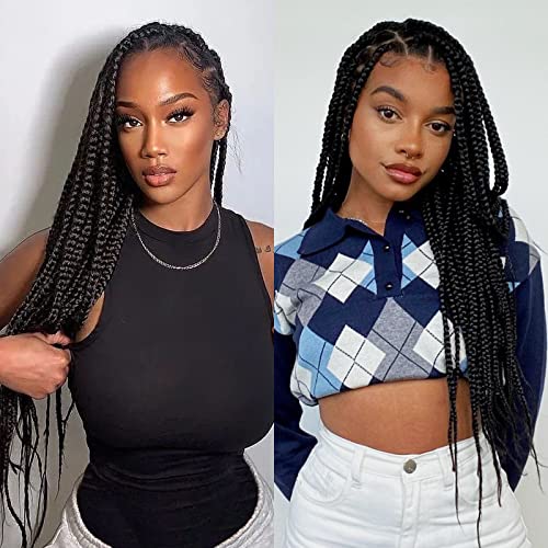 Crochet Braids Box Braid Crochet Hair Crochet Box Braids 18 Inch Pre Looped Goddess Box Braids Crochet Hair 144 Strands Box Braids Crochet Hair Braiding Hair For Black Women (1B) #TOP1