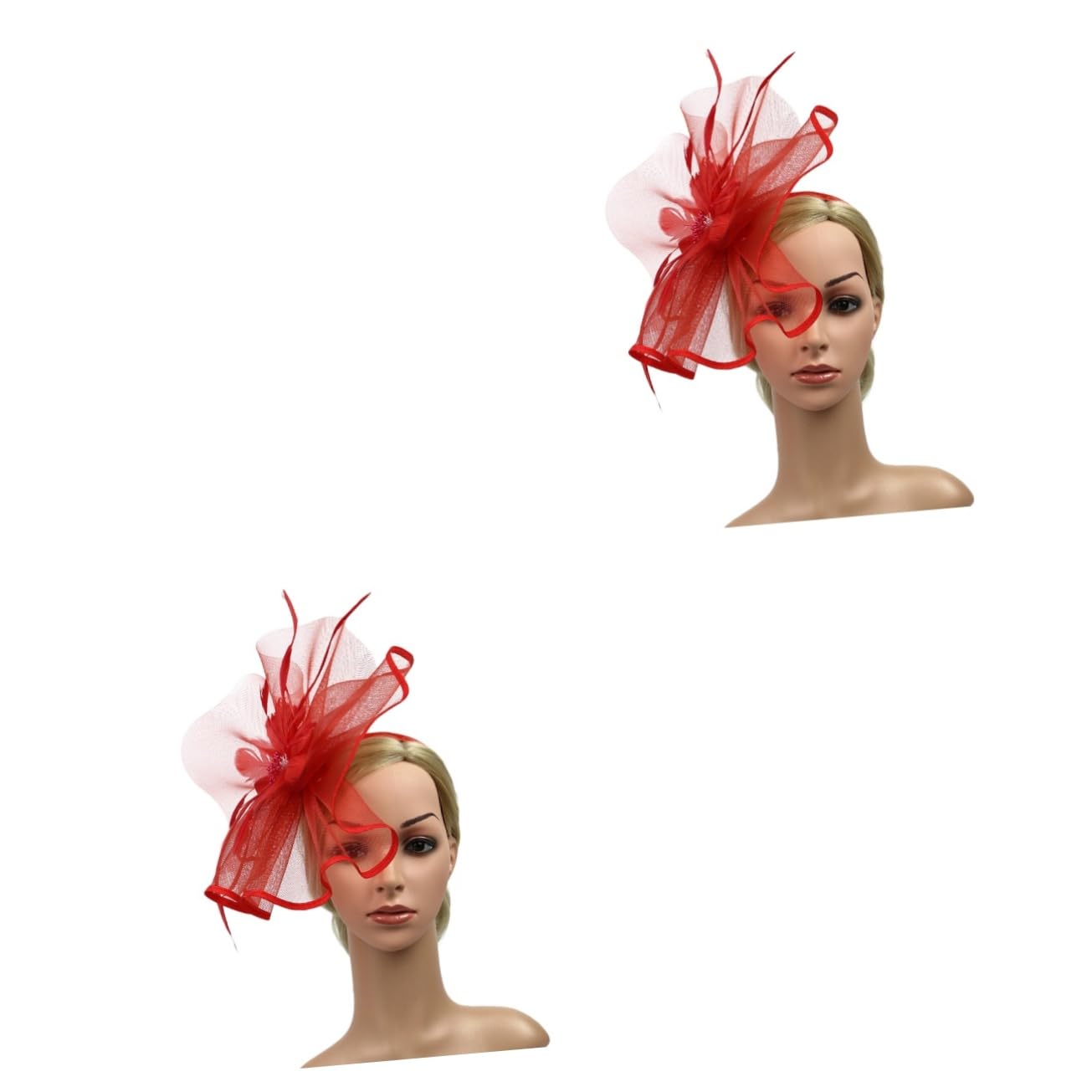 FRCOLOR 2pezzi Fascinator Creativo Con Fiore Per Feste Cappello Da Cocktail Rosso Accessorio Elegante Per Donne e Ragazze Per Balli e Eventi Speciali