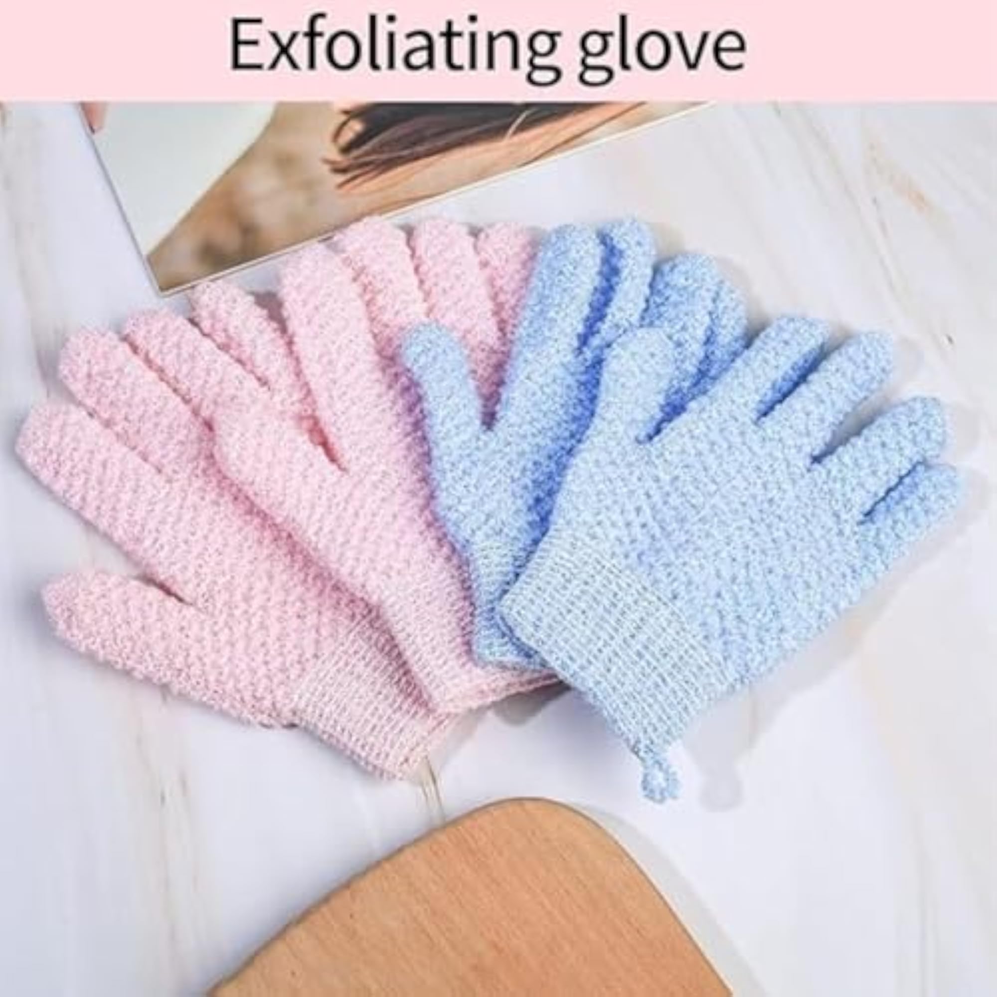 Exfoliating Bath Gloves, 100% Nylon, Double Sided Scrubber