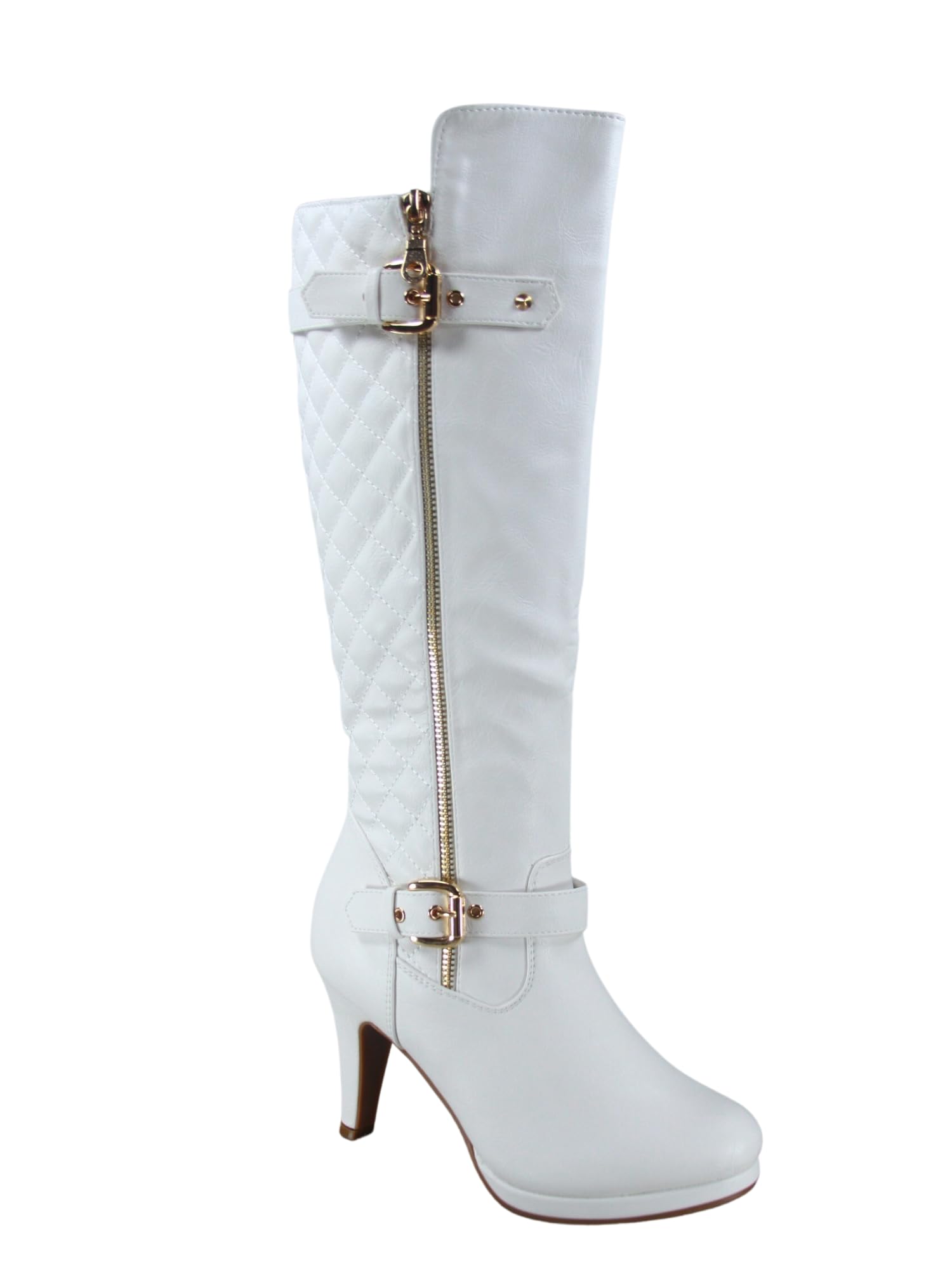 TZ Zone-6 Womens Knee High Fashion Stiletto Heeled Round Toe Platform High Heel Boots