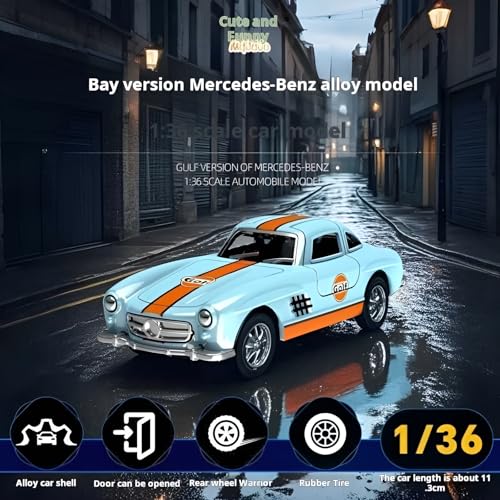 Image of 1:36 Scale Die Cast Mercedez-Benz Alloy Car Toy | Openable Doors | Rubber Tyres | Rear Wheel Pull-Back | Metal Body Model Car | Gulf Racing Edition | Collectible Vehicle for Kids & Adults