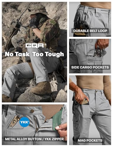 Image of CQR Men's Tactical Pants, Water Resistant Ripstop Cargo Pants, Lightweight EDC Work Hiking Pants, Outdoor Apparel