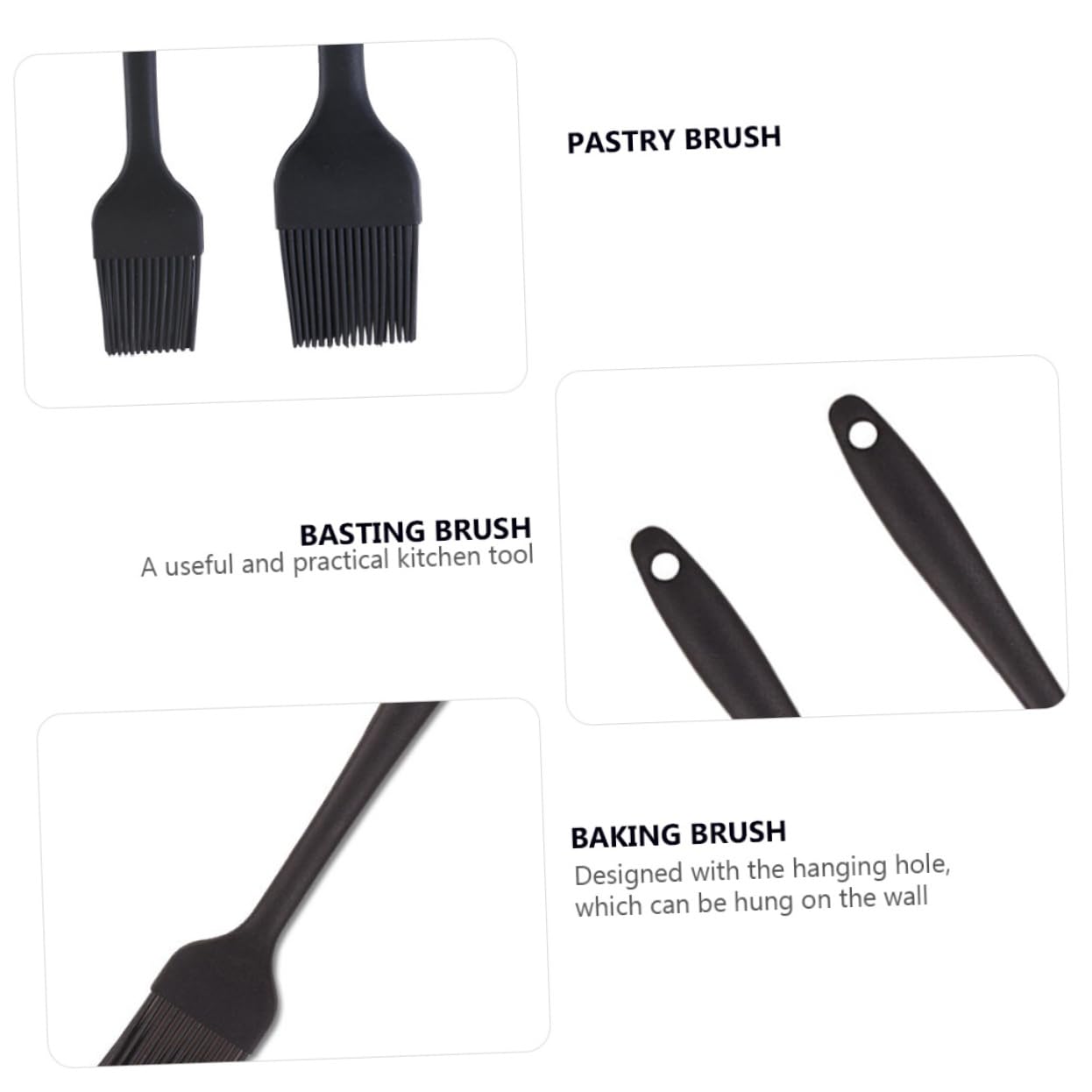 OFFSCH 4pcs Silicone Bbq Basting Brush Food Grade Kitchen Oil Brush for Cooking Baking and Barbecuing Includes with Handles