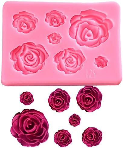FantasyBear Rose Silicone Mold,Small Soap Clay Fimo Chocolate Sugarcraft Baking Tool DIY Cake Silicone Mold for Baby Shower Party Birthday Party Cake Decoration (Small Rose Mold)
