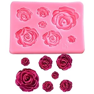 SaSa Design Rose Silicone Mold,Small Soap Clay Fimo Chocolate Sugarcraft Baking Tool DIY Cake Silicone Mold for Baby Shower Party Birthday Party Cake Decoration (Small Rose Mold)