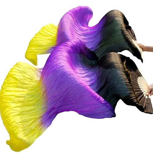 DMLAYHP Belly Dance Fan Silk Veils Dance Fans Pair Of Belly Dancing(13,180cm)