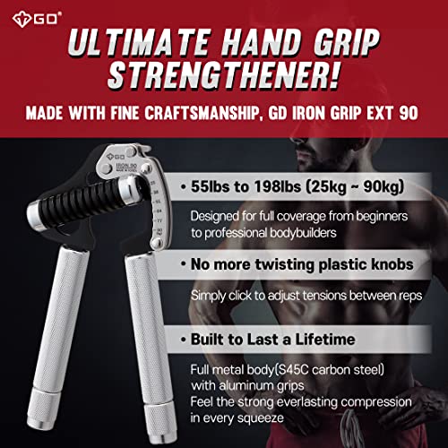 Image of GD IRON GRIP Grip Strength Trainer Hand Gripper Forearm Strengthener Metal | Silent durable adjustable hand strengthening device, Hand exerciser squeezers, arm wrestling training equipment, grip trainer