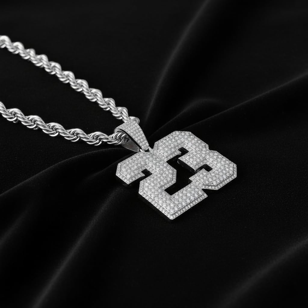 Techno Pave Men's Iced-Out Basketball Pendant with Rope Chain – Sports-Inspired Hip-Hop Necklace - Image 3