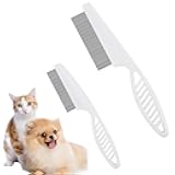 Pet Grooming Comb - 2-in-1 Multifunctional Stainless Steel Comb for Flea, Tear Stain Removal, and Dehairing Dogs and Cats' Face, Paws, and Body