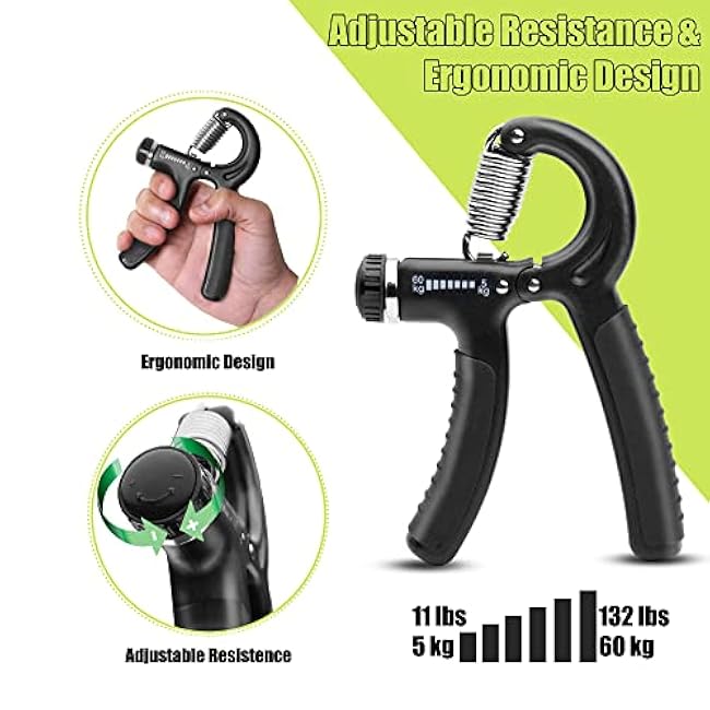 5-60 kg Grip Strengthener Exerciser ¨C Adjustable Hand Grips Strengthener with Stainless Steel Spring for Strong Wrists, Fingers, Forearm, Hands