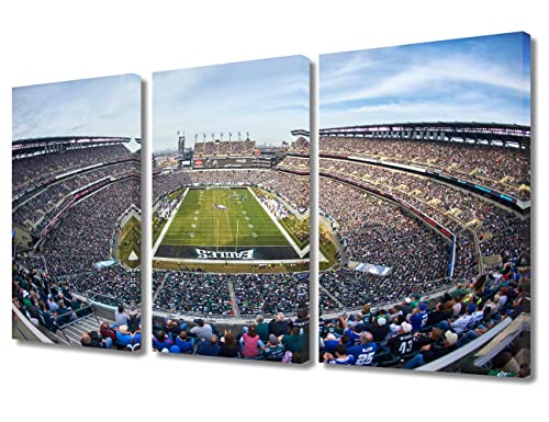 Eagles American Soccer Wall Decor Lincoln Financial Field 3 Pieces Canvas Wall Art Philadelphia, Us Stadium Pictures For Home Bedroom Decor Paintings Prints And Poster Framed Ready To Hang(24"Wx36"H) #TOP27