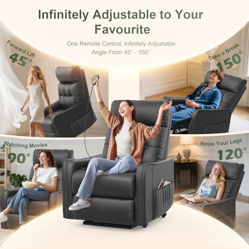 Srfzluxy Fernsehsessel Relaxsessel mit Aufstehhilfe, Elektrisch Massagesessel mit Liege-Funktion Massage & Heizung, TV-Sessel, Ruhesessel, Polstersessel, Wohnzimmer-Sessel mit 2 Fernbedienungen – Bild 5