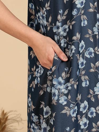 Image of 9shines Label Stylish Alpine Nighty Maxi for Women | Full Length Trendy Nightgown | Premium Nightdress | Nightwear | Embroidery Nighty with Pockets (2892)