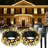 Solar String Lights for Outside, 2 Pack 200 Led Solar Christmas Lights Outdoor Waterproof 82ft Solar Fairy Lights 8 Lighting Mode Solar String Lights Idea for Garden,Courtyards,Trees(Warm White)