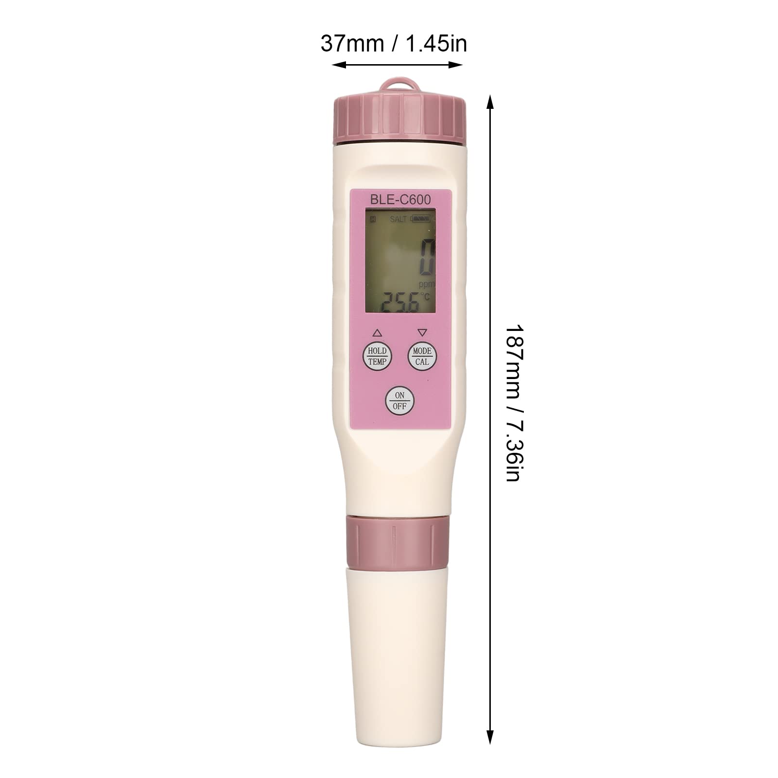 Cyfrowy tester wody, duży ekran LCD, 5-punktowa metoda kalibracji z proszkiem kalibracyjnym, sonda o wysokiej czułości, miernik pH 7 w 1 z Bluetooth do wody pitnej, akwaria