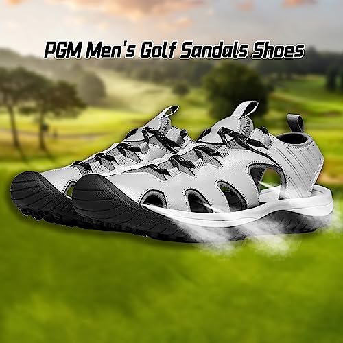 PGM Men's Golf Sandals, Lightweight Sports Sandals for Men, Casual Athletic Sandals, Breathable Men's Golf Shoes, Non-Slip Golf Hiking Shoes for Outdoor Use, gray, 10.5 UK - Image 2